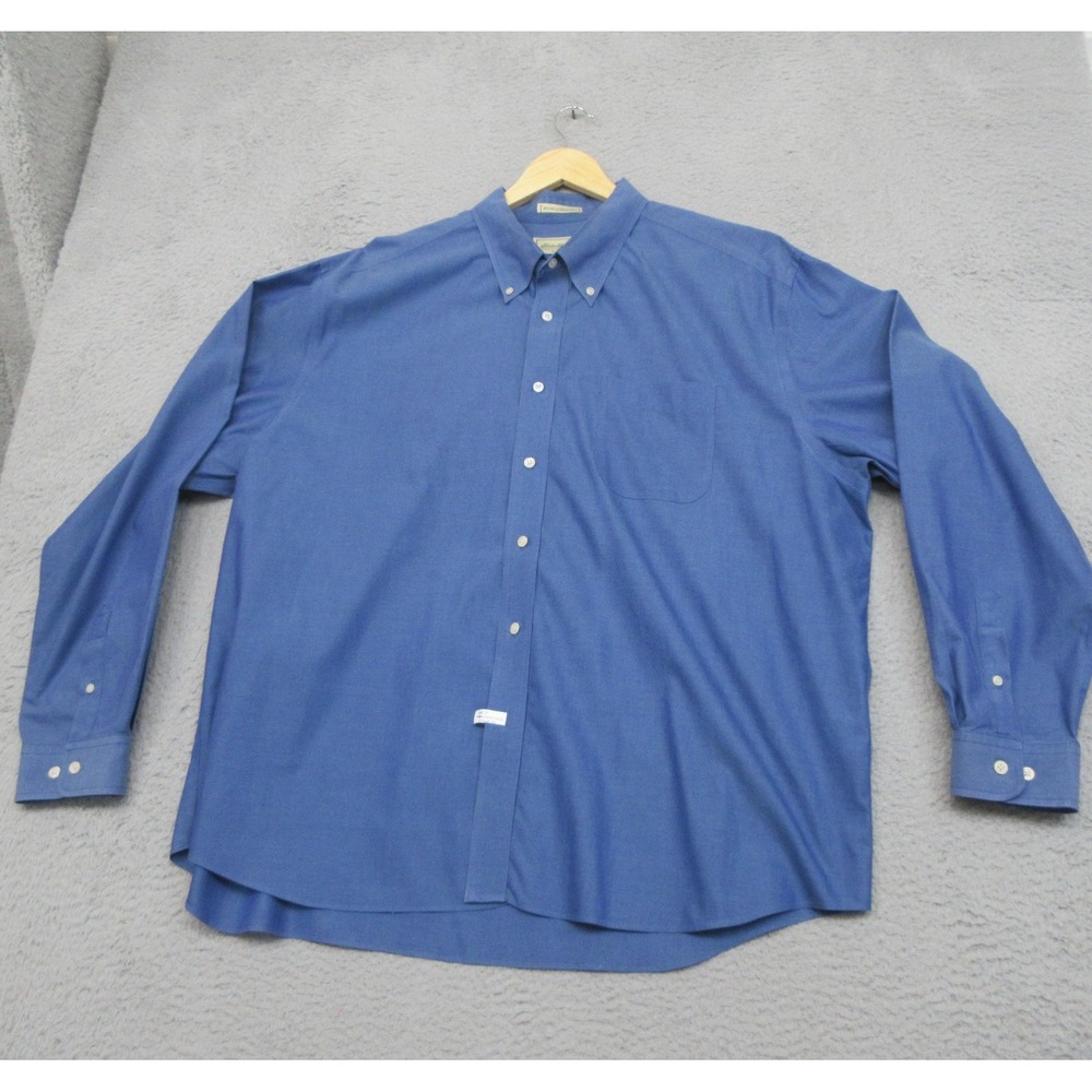 Eddie Bauer Dress Shirt Men 2XL Blue Wrinkle Resistant Classic Preppy Officewear